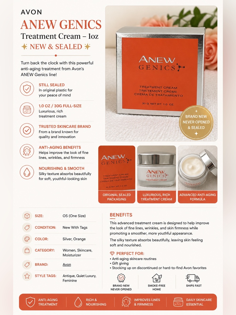 🌟 💚ANEW GENICS Treatment Cream – 1oz | NEW & Sealed 🌟